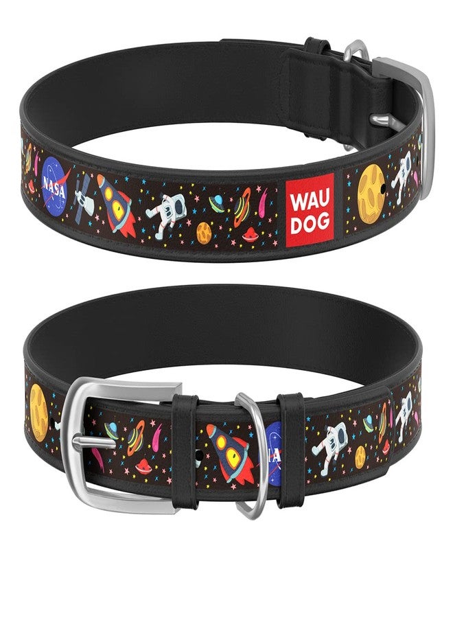 WAUDOG Adjustable Dog Collars - NASA Printed Collars for Dogs & Puppies - Soft Durable & Strong Dog Collars - Nylon Dog Collars for Pets - Black (19-25 cm) - Image 1